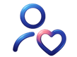 Icon of a person and a heart representing the warm human connection provided by SmileSuite’s U.S. based virtual receptionists.
